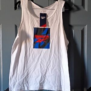 Reebok White Tank with Blue and Red Graphic